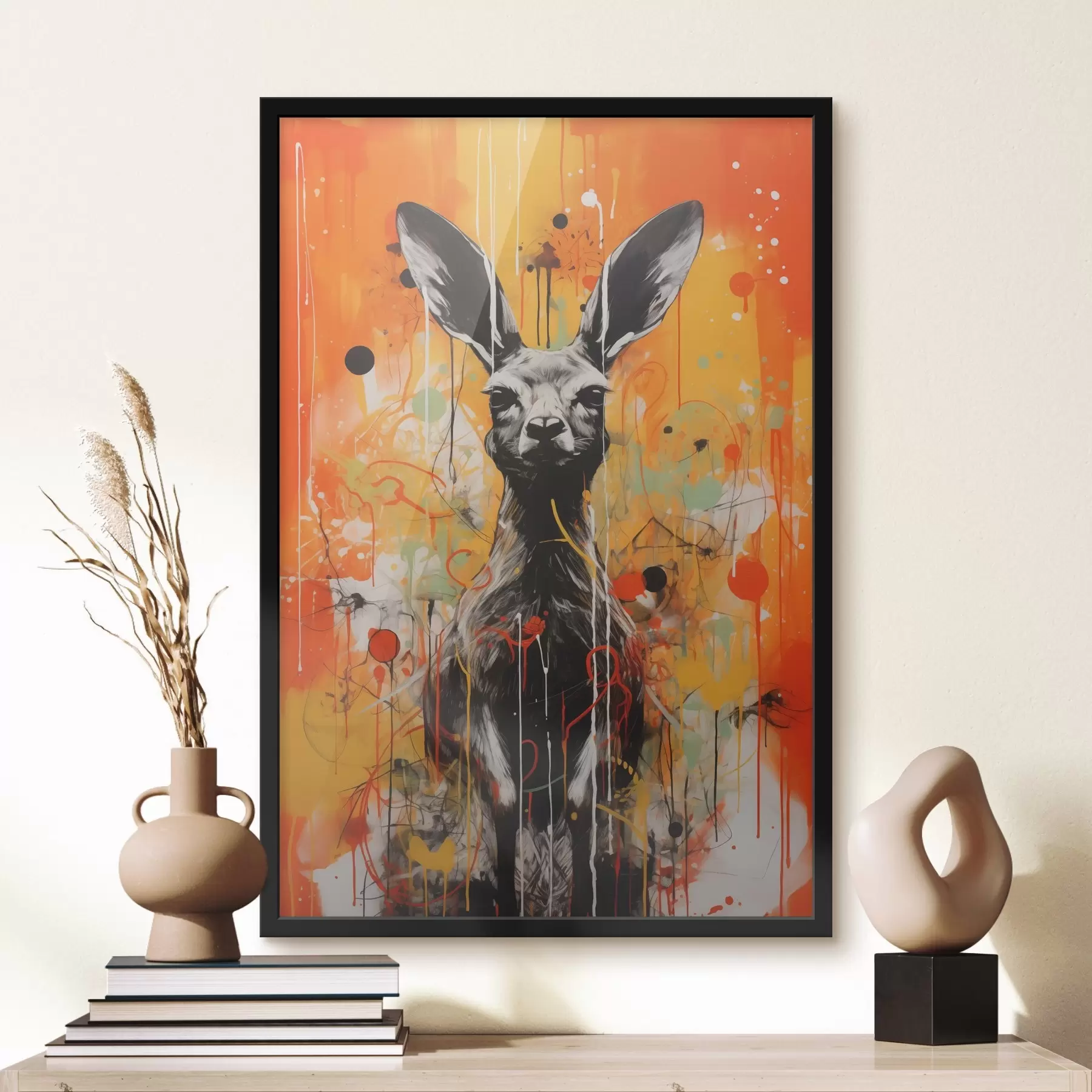  Schilderijen Kangoeroe op heldere abstracte achtergrond f41656