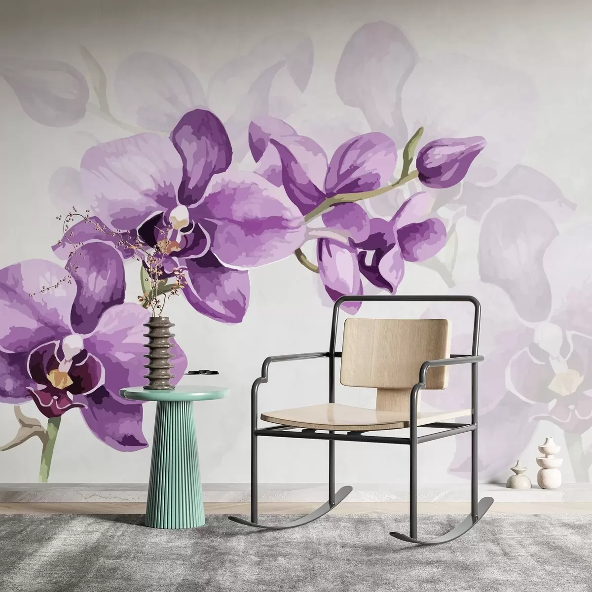 Fotobehang Tak van een paarse orchidee w02281