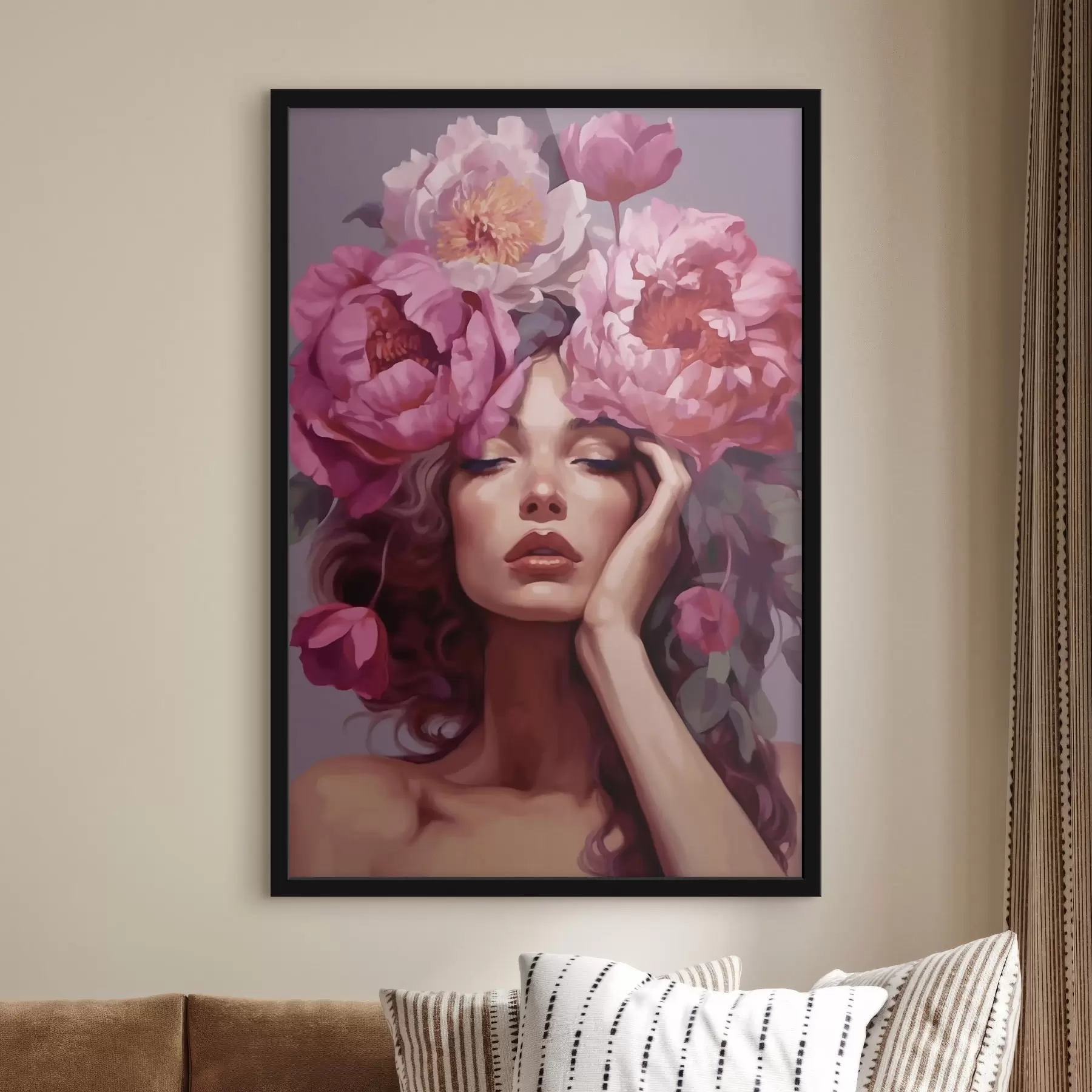 Fotobehang Meisje met bloemen in haar haar f41682