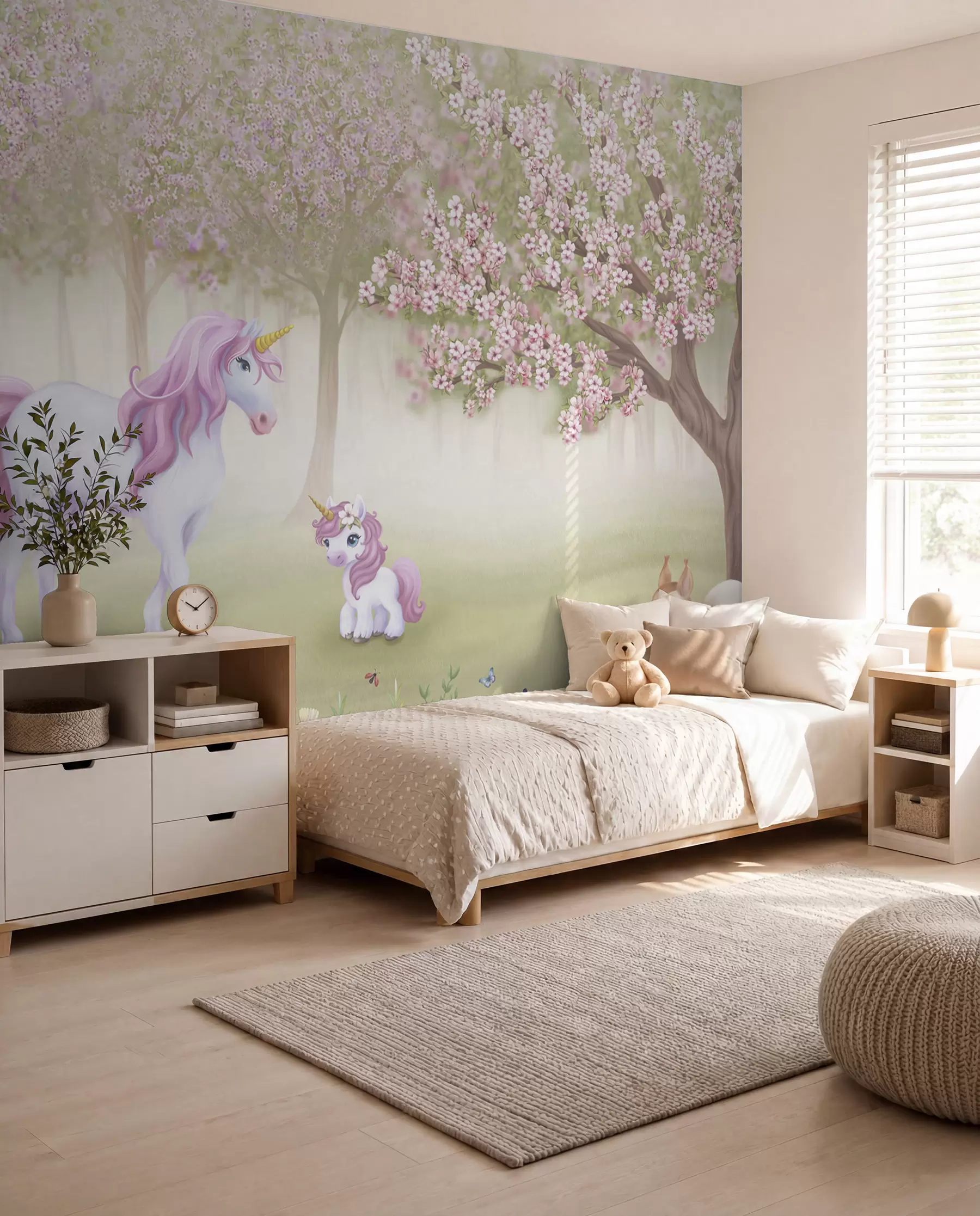 Fotobehang Boomgaard vol eenhoorns w02269