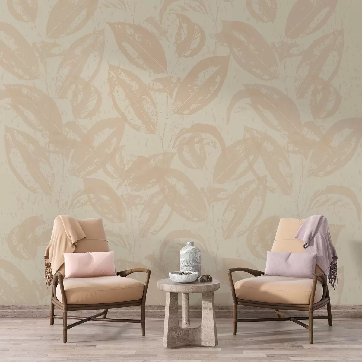 Fotobehang Abstract patroon met doorschijnende bladeren w02258