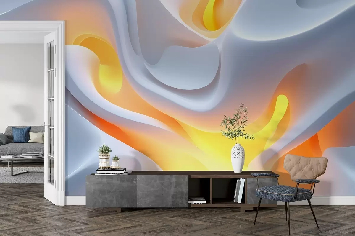Fotobehang Abstracte stedelijke golven met gesimuleerde innerlijke gloed w02249
