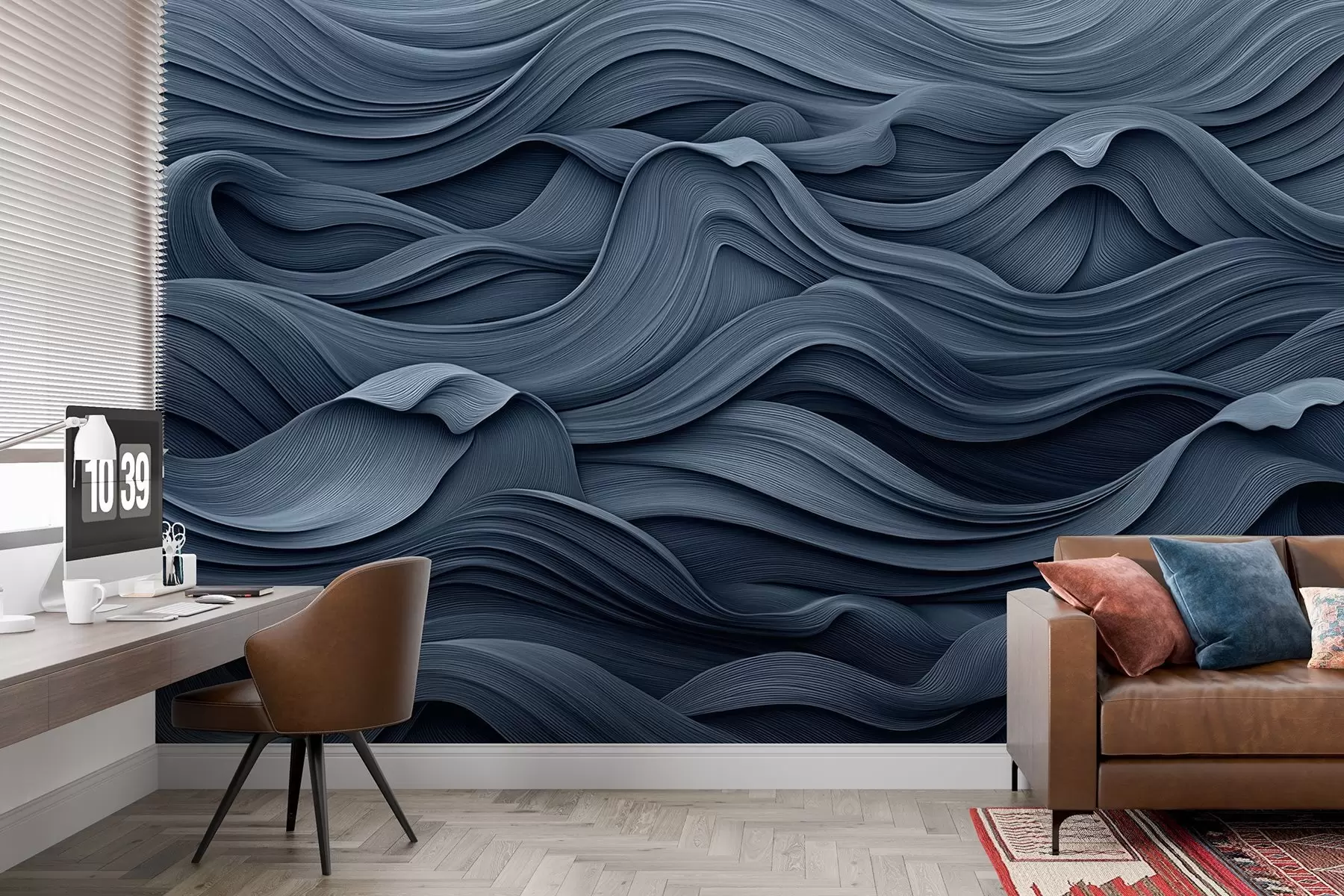 Fotobehang Donkerblauwe golven w02311