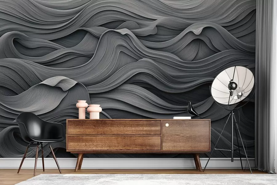 Fotobehang Donkergrijze golven w02311v1