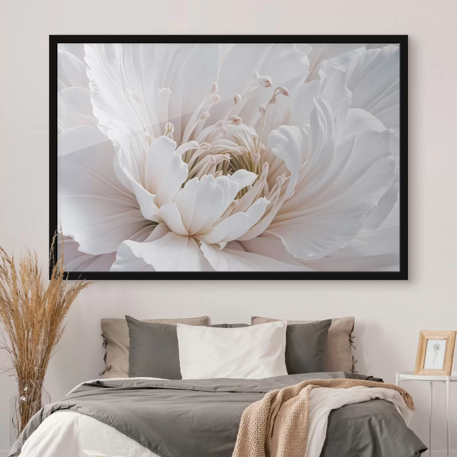 Fotobehang Een close-up van een grote, delicate pastelkleurige bloem met zachte, golvende bloemblaadjes f41721