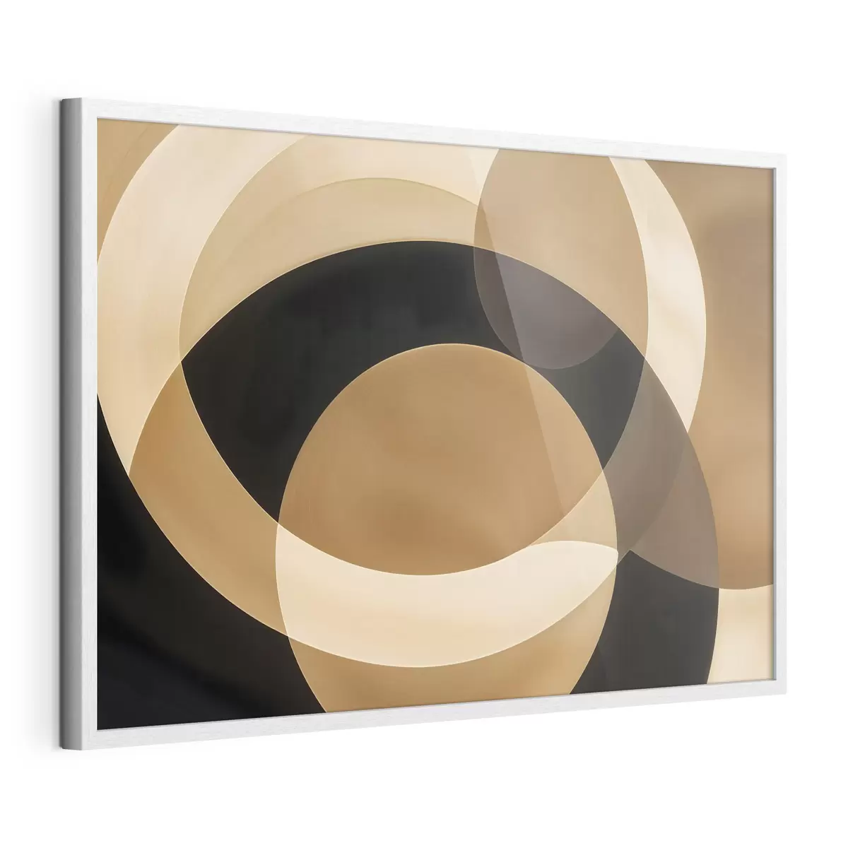 Poster Geometrische vormen in bruin-, beige- en zwarttinten die een abstracte, minimalistische compositie creëren f41741