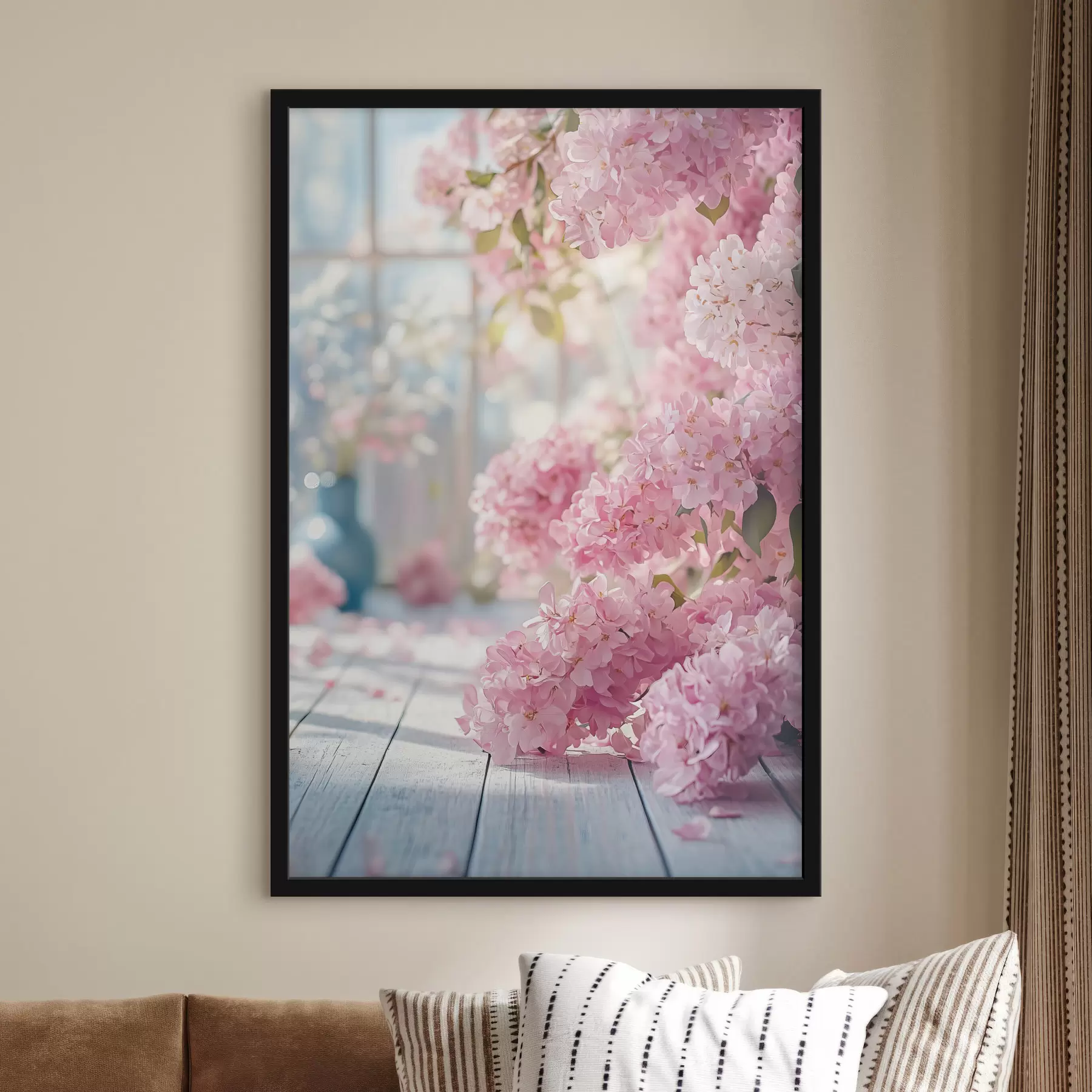 Fotobehang Roze sering op de achtergrond van het raam f41748