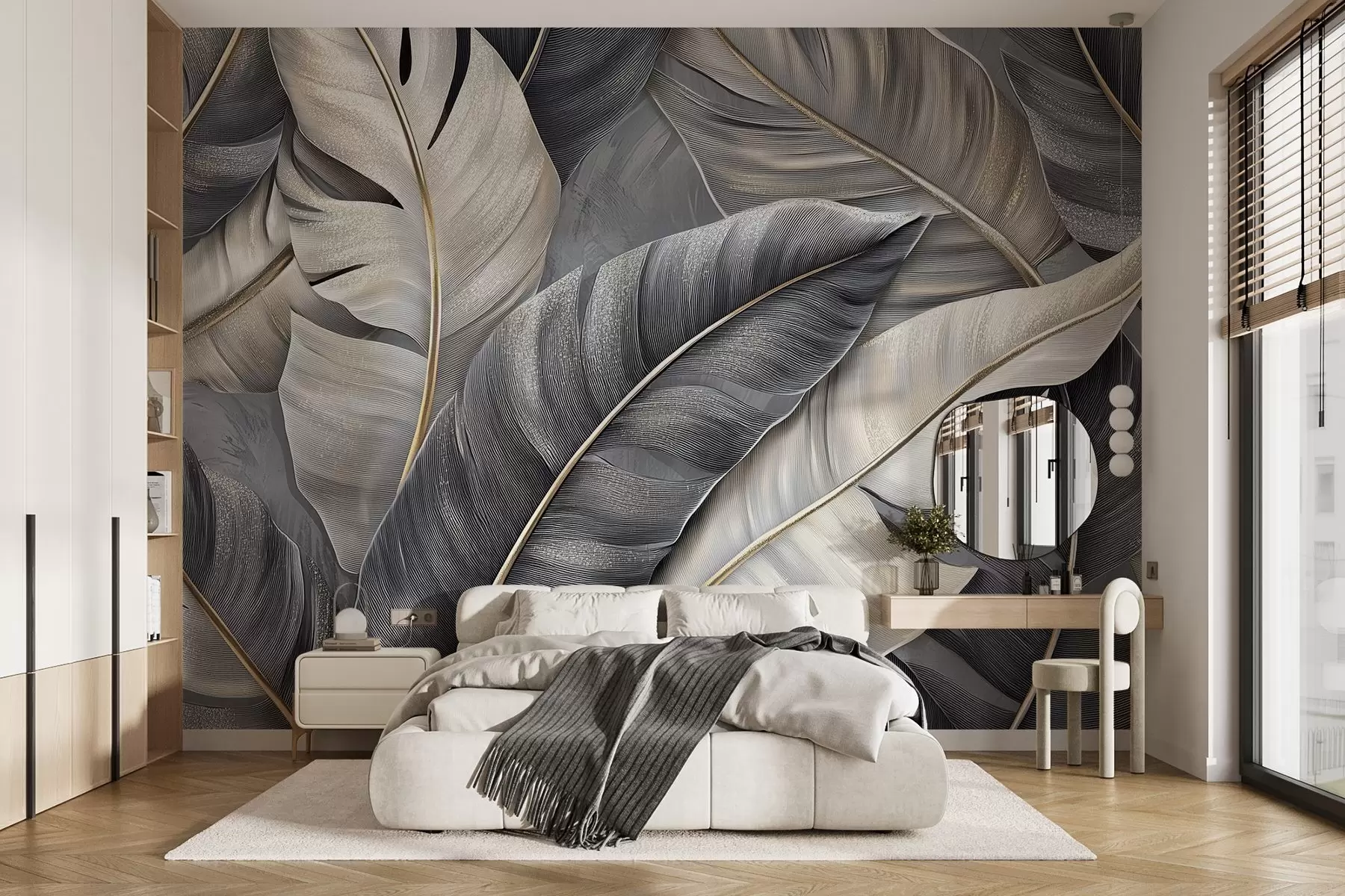 Fotobehang luxe behang met grote tropische bladeren w02342