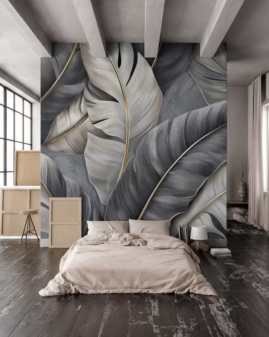 Fotobehang luxe behang met grote tropische bladeren w02342