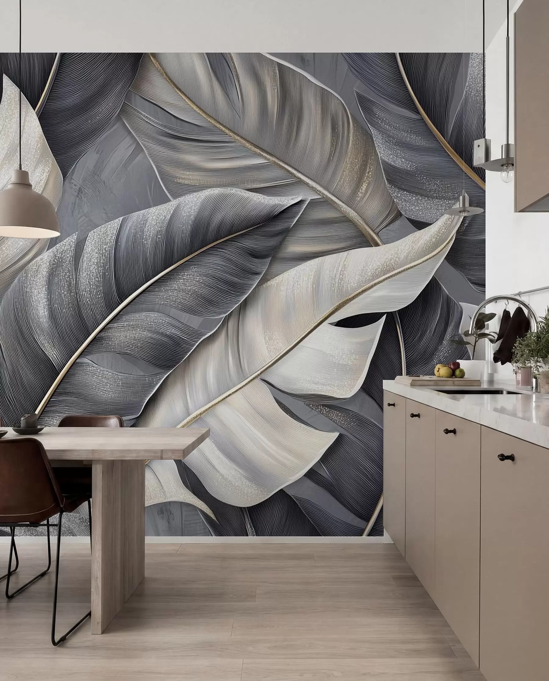 Fotobehang luxe behang met grote tropische bladeren w02342