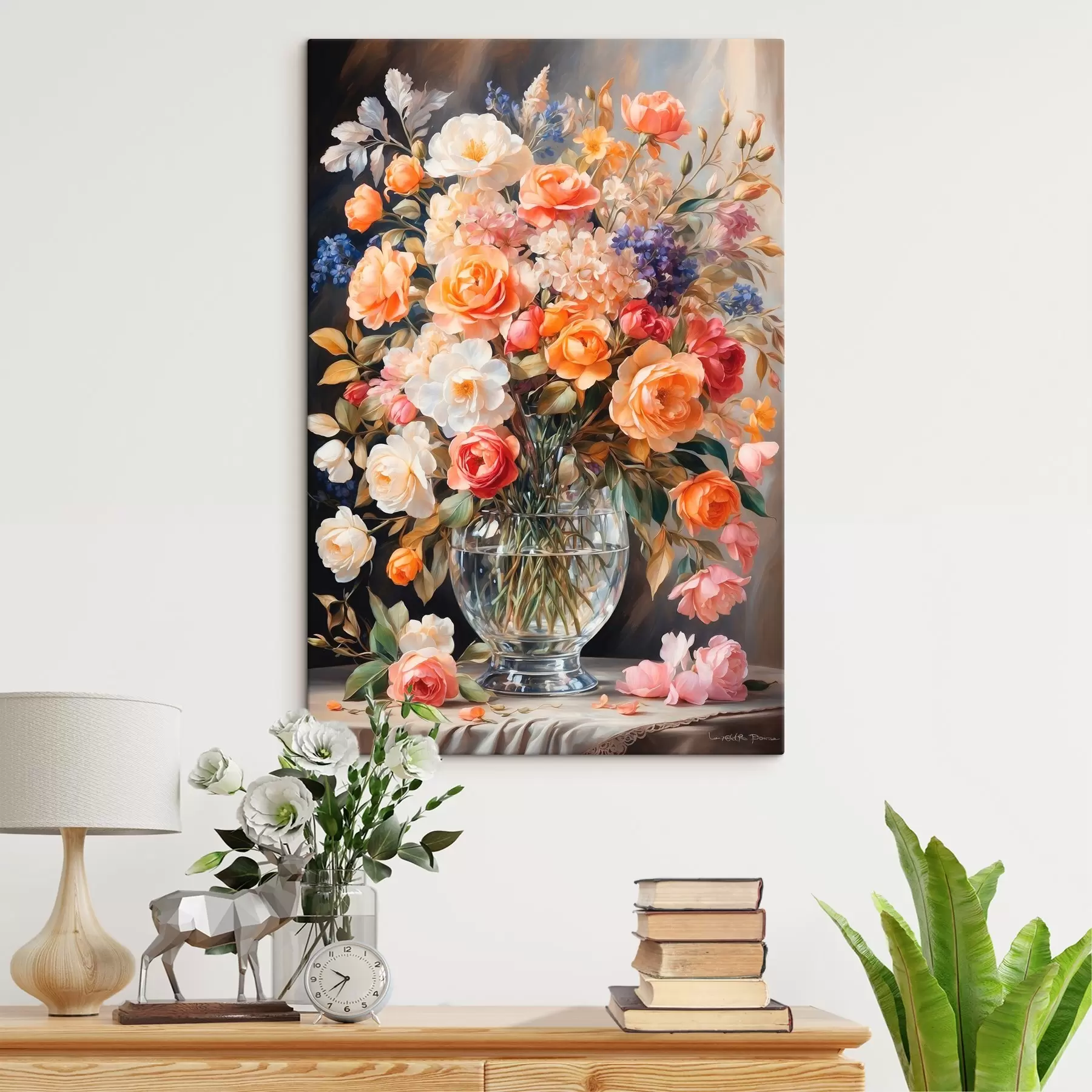  Schilderijen Boeket bloemen in transparante vaas s41509
