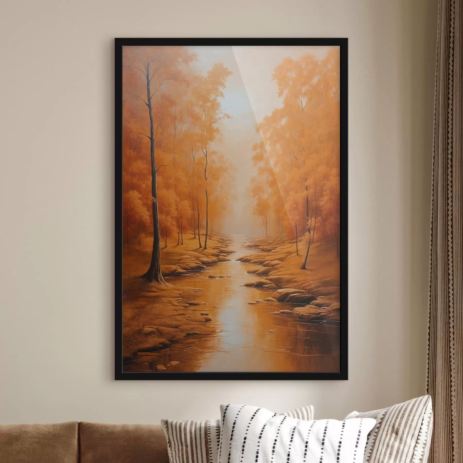 Fotobehang Beek in herfstbos f41582