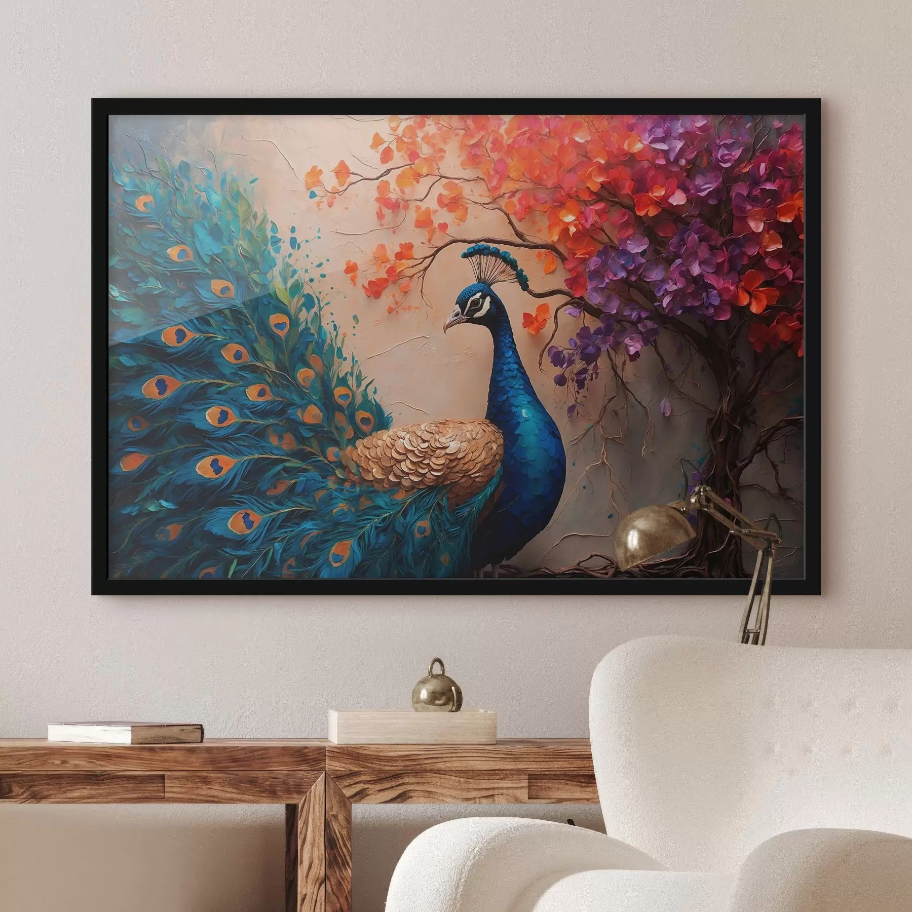 Fotobehang Pauw en boom f41583