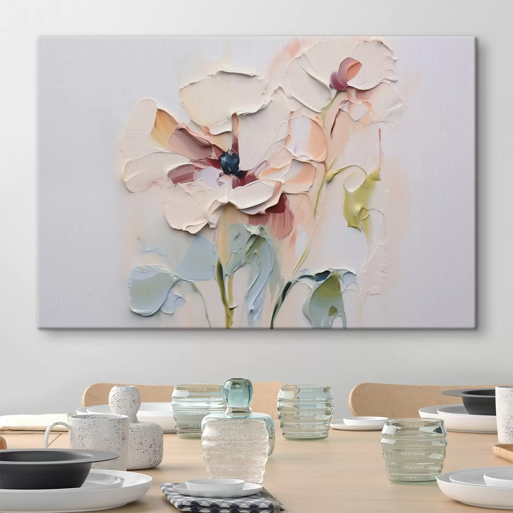 Fotobehang Abstracte bloemen imitatie verfstreken met textuur op achtergrond s41850