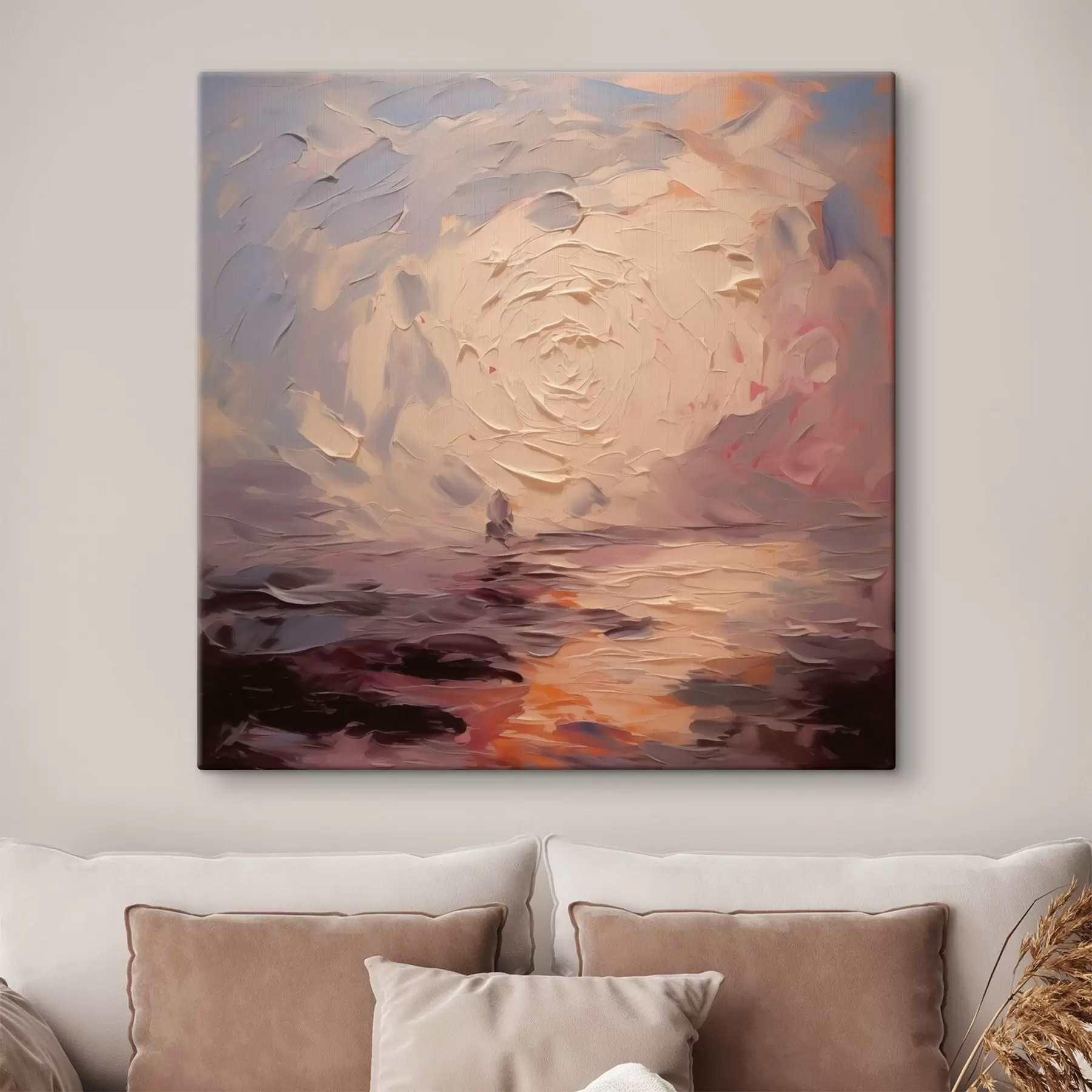  Schilderijen Abstract landschap, zonsondergang, imitatie van penseelstreken s41854