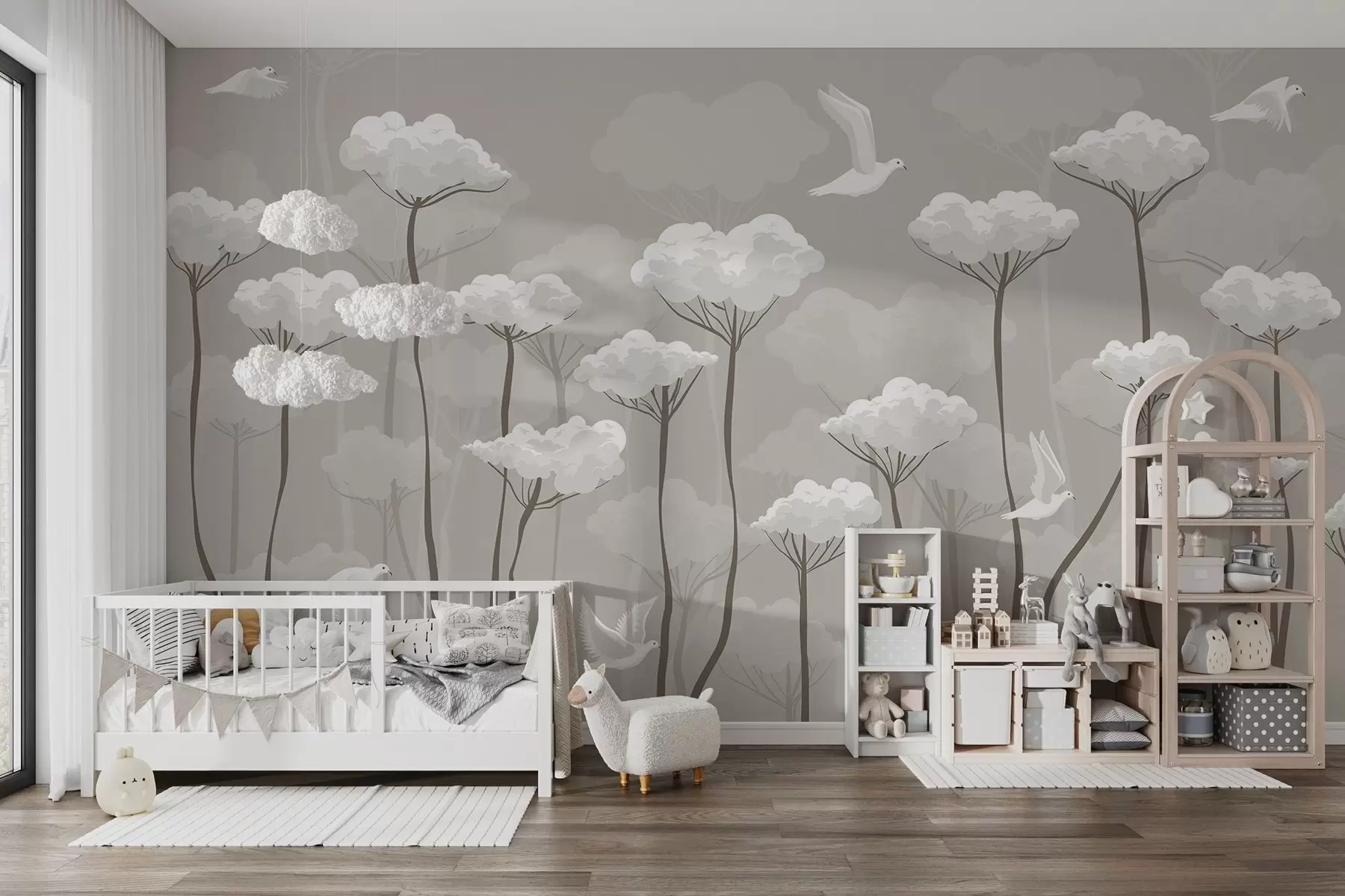 Fotobehang Sprookjesachtige bomen in de vorm van wolken w02009v2