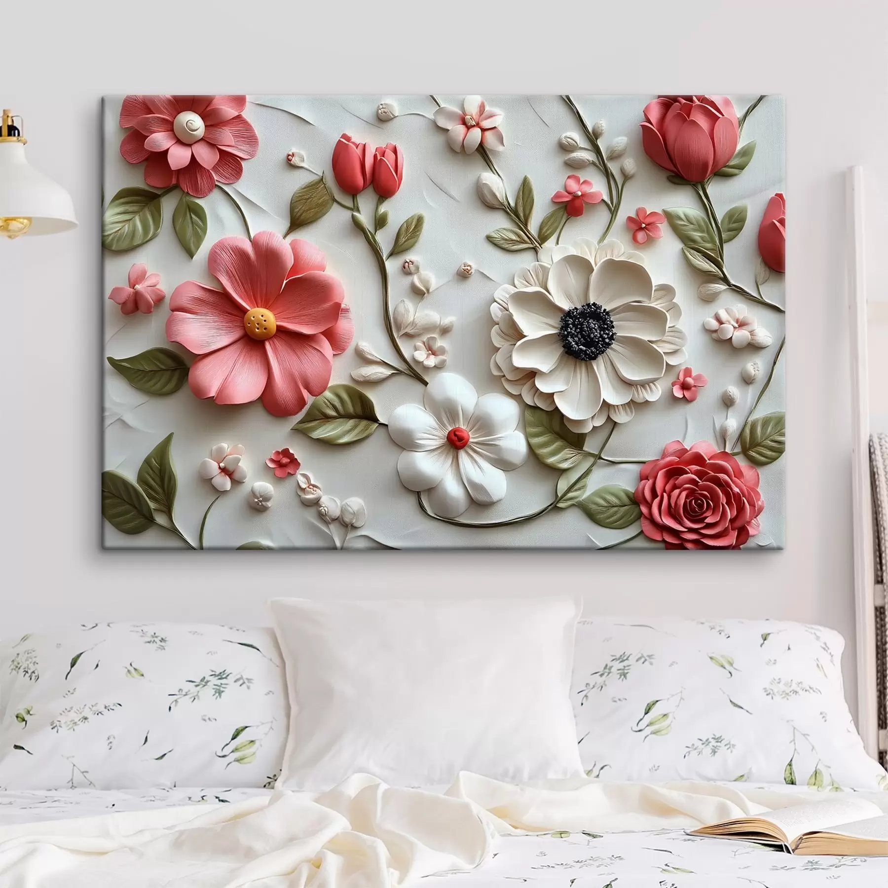 Fotobehang 3D compositie van bloemen, imitatie van gips s41868