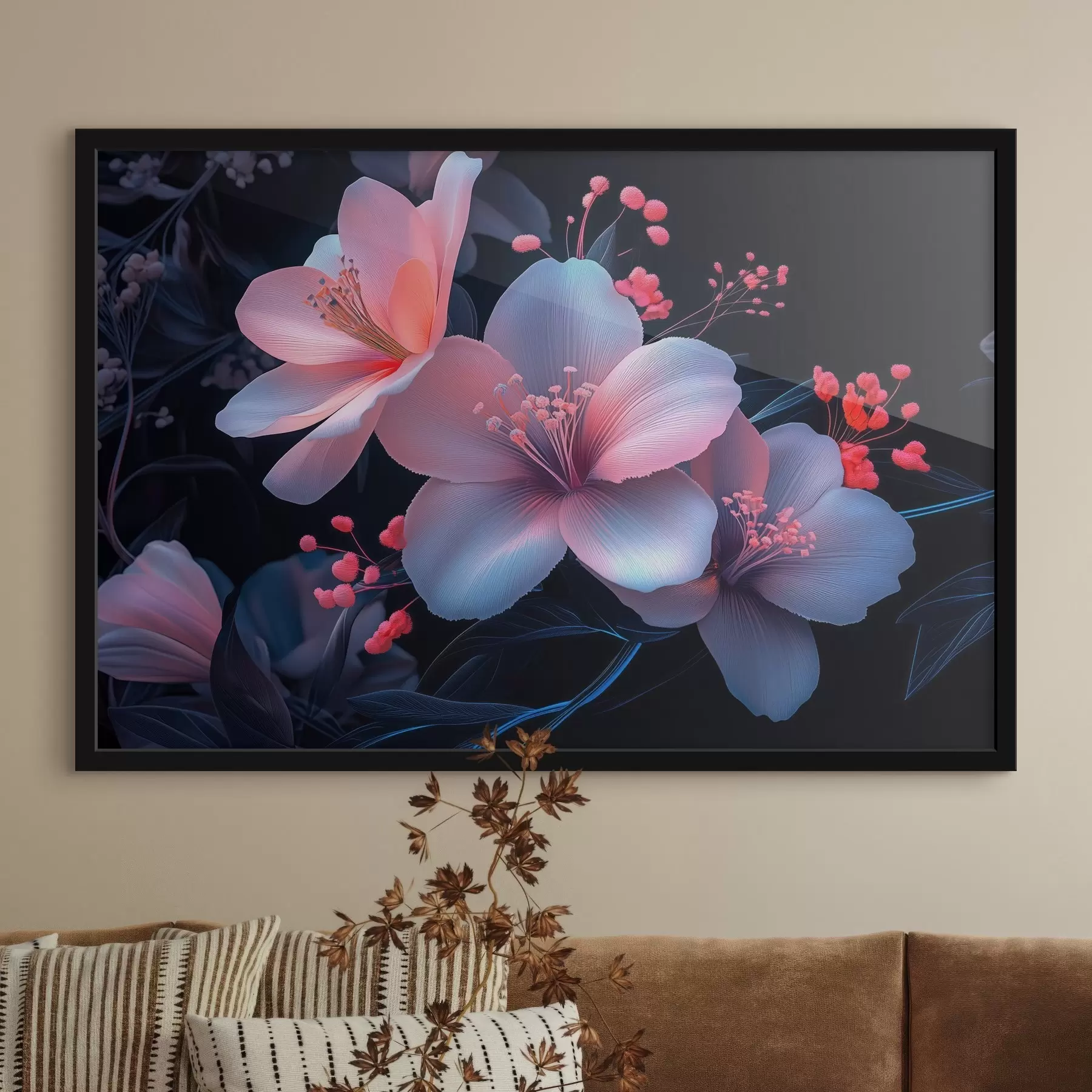 Fotobehang Lelies met neon verf imitatie f41857