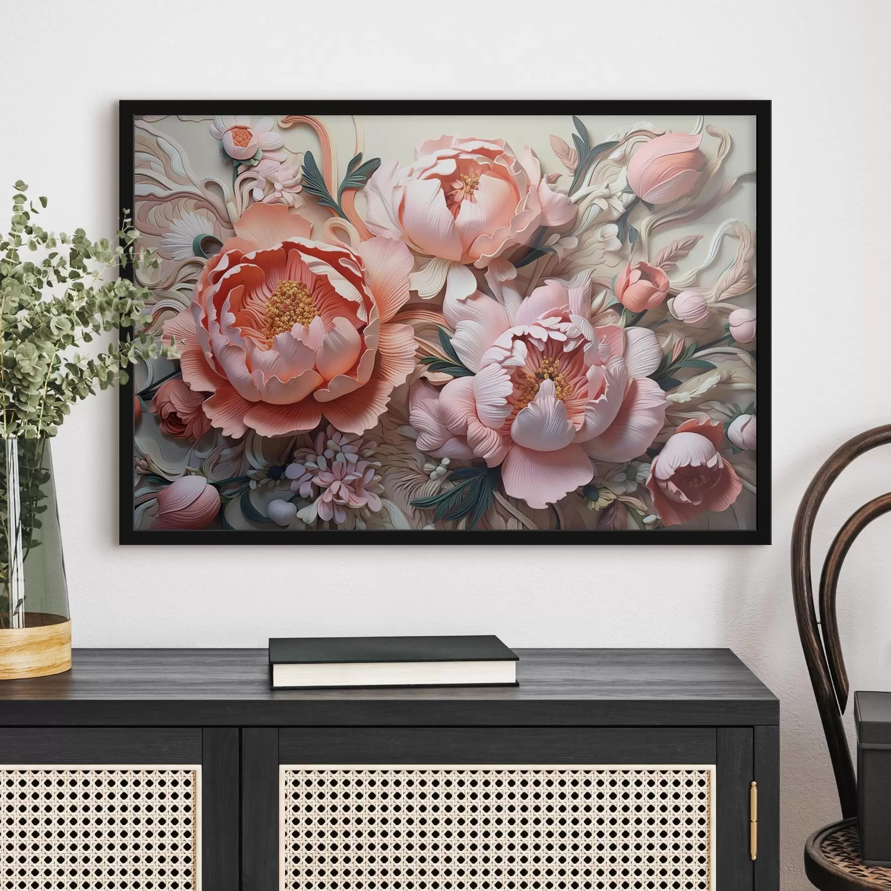 Fotobehang Weelderige pioenrozen in roze tinten f41859