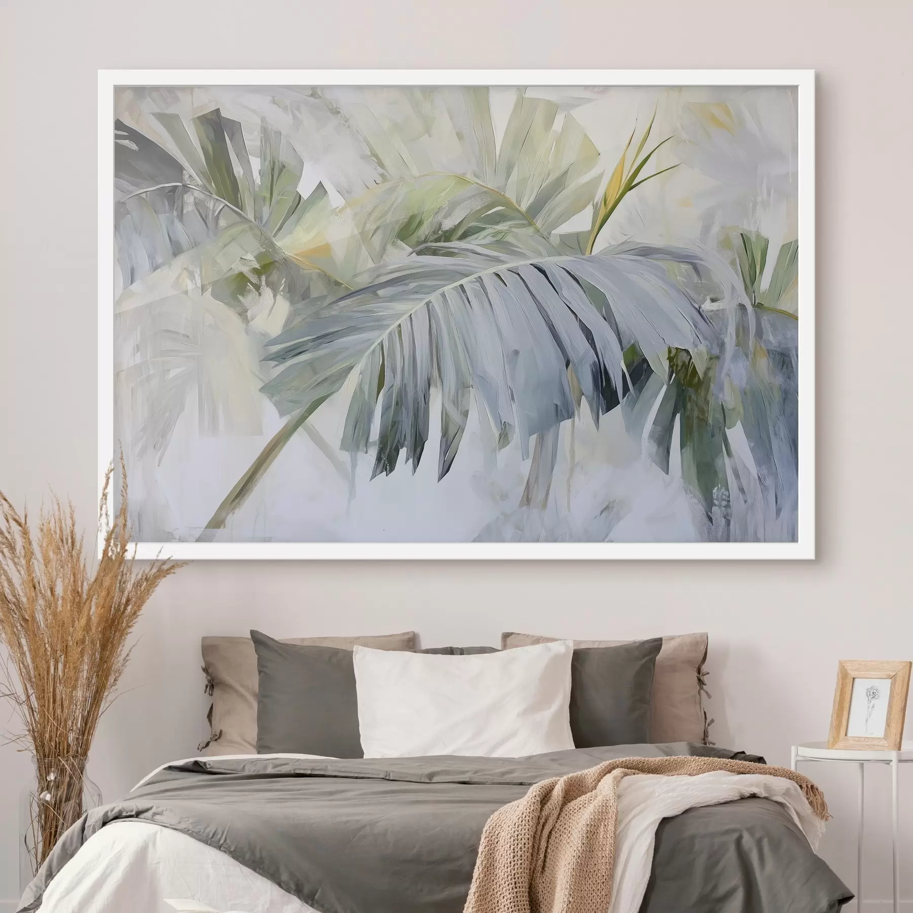 Fotobehang Grote tropische bladeren in de stijl van een schilderij f41866