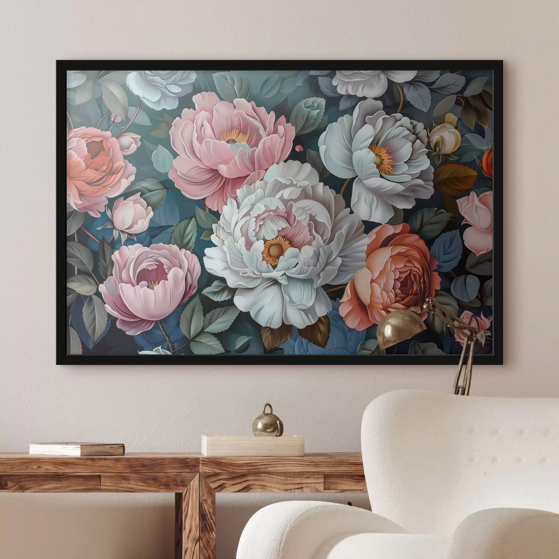 Fotobehang Samenstelling van pioenen f41873