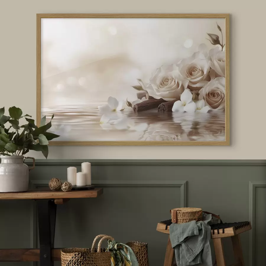 Fotobehang Delicate beige rozen aan de kust f41877
