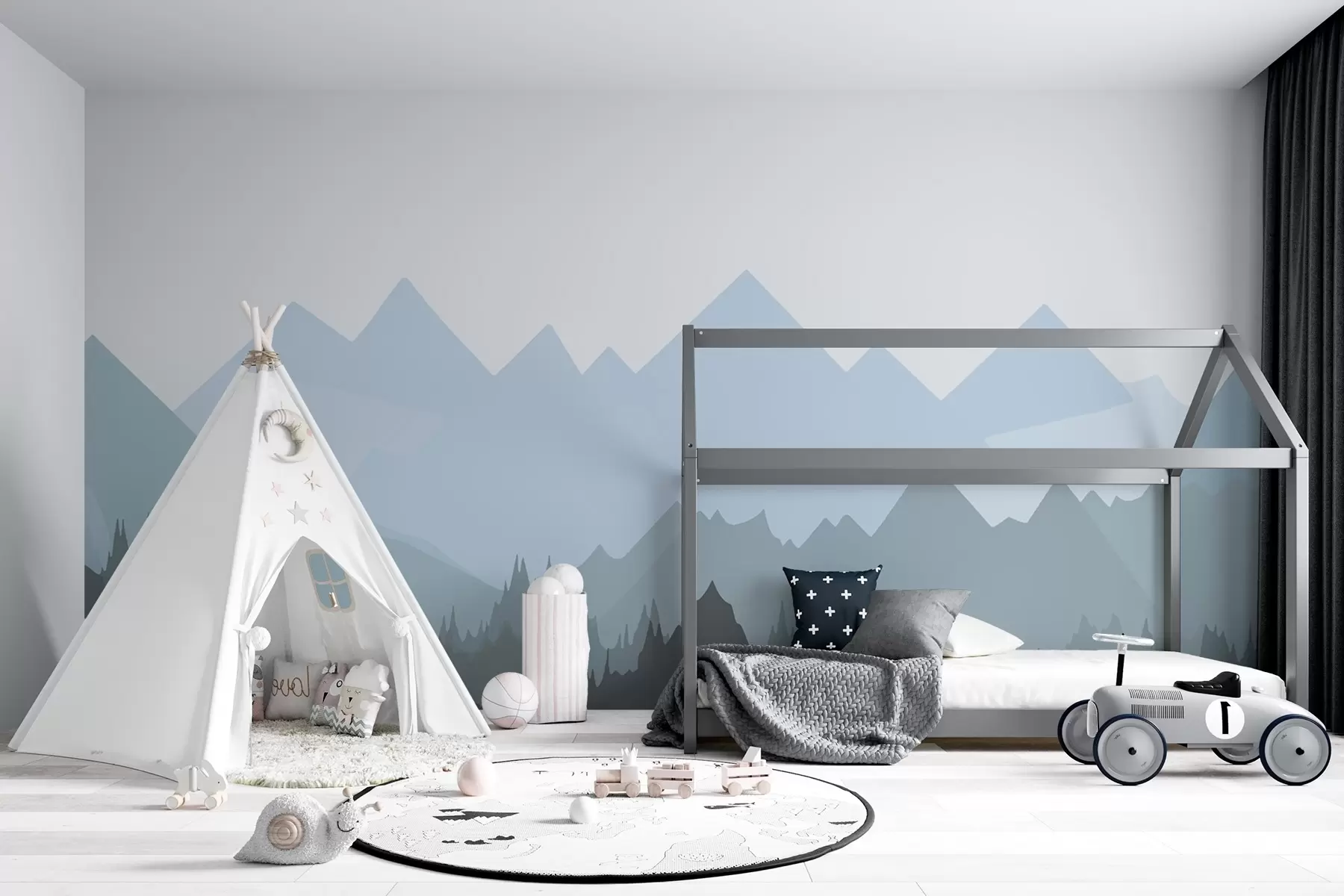 Fotobehang Silhouetten van bergen w02303v1