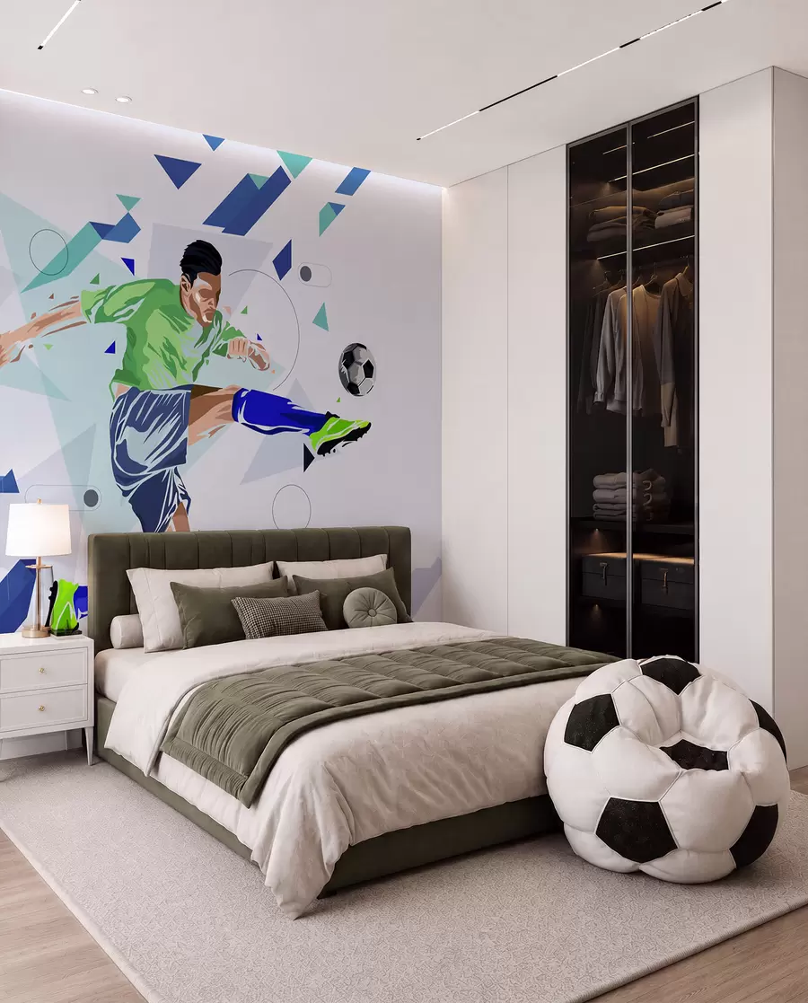 Fotobehang Vliegend voetbalschot w02401