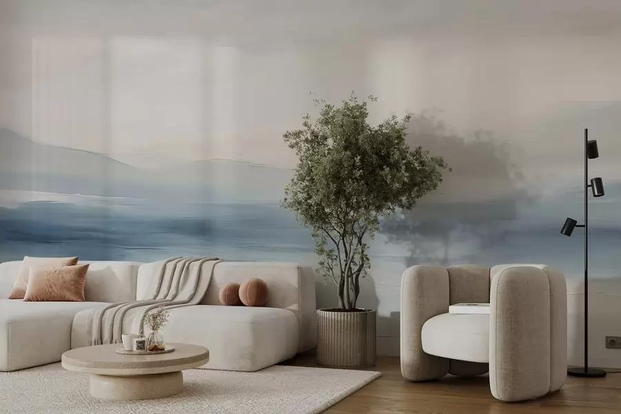 Fotobehang Minimalistisch zeelandschap w02409