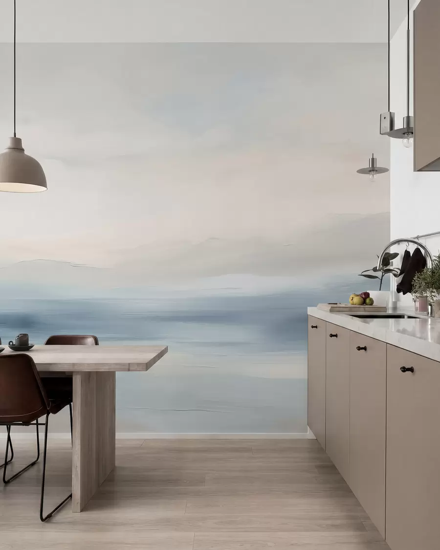Fotobehang Minimalistisch zeelandschap w02409