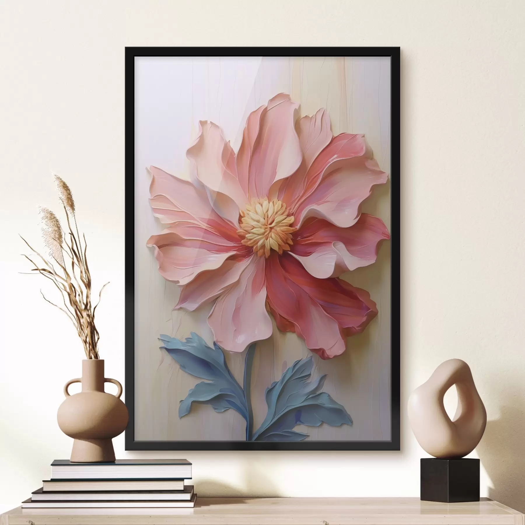 Fotobehang Roze bloem imitatie verfstreken f41941