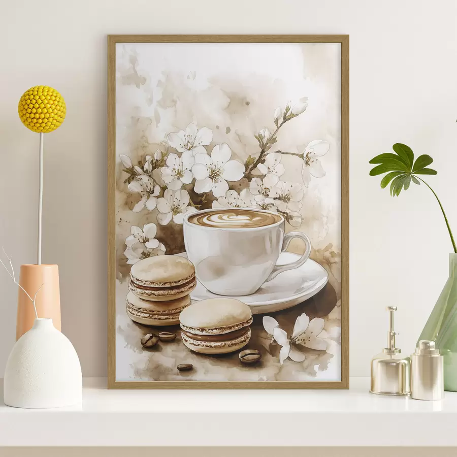 Fotobehang Koffie met macarons f41965