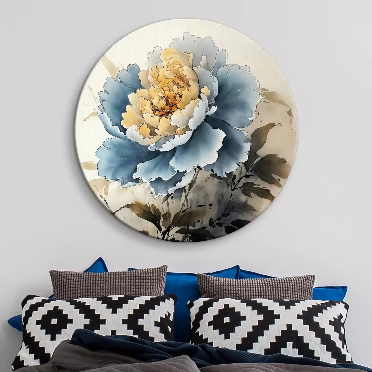 Ronde schilderijen Blauwe pioen r38990