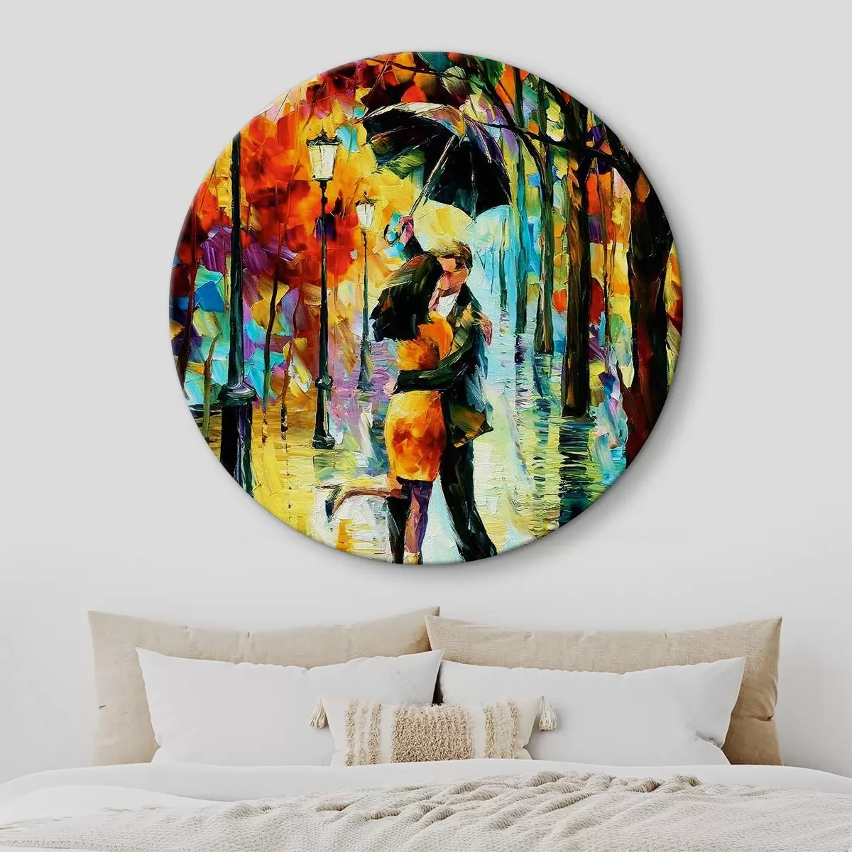 Ronde schilderijen Kunstverf, gewervelde dieren e mensen in de natuur r03075