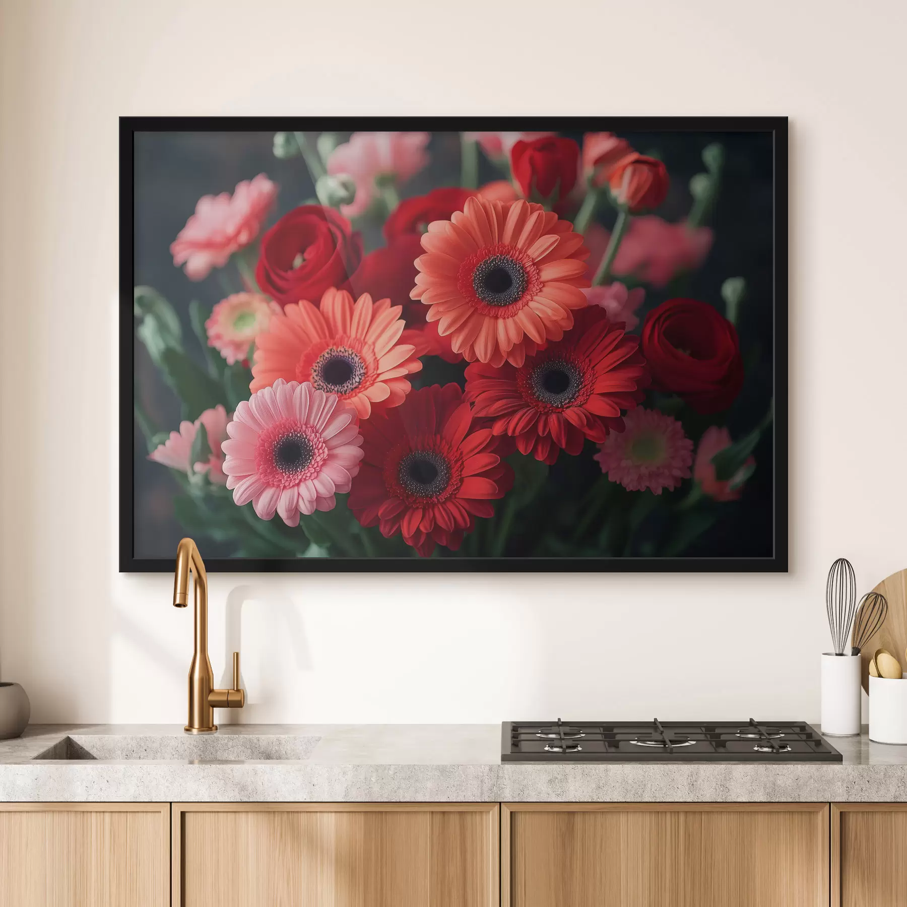 Fotobehang rode bloemen f42013