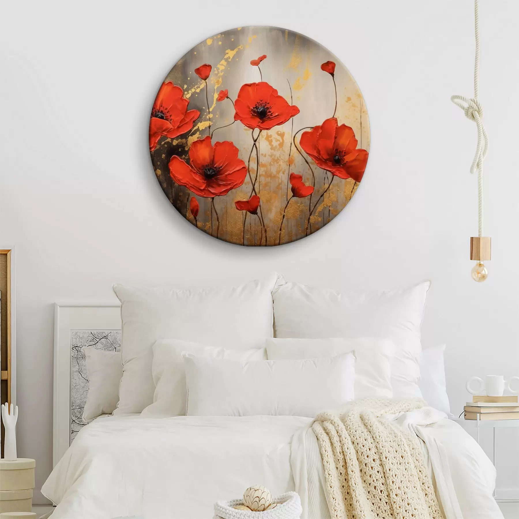  Schilderijen Klaprozen op een bruine abstracte achtergrond r35515