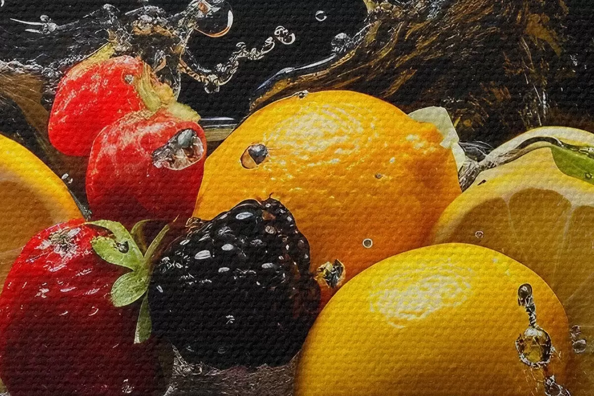 Ronde schilderijen Fruit in waterspetters r37044