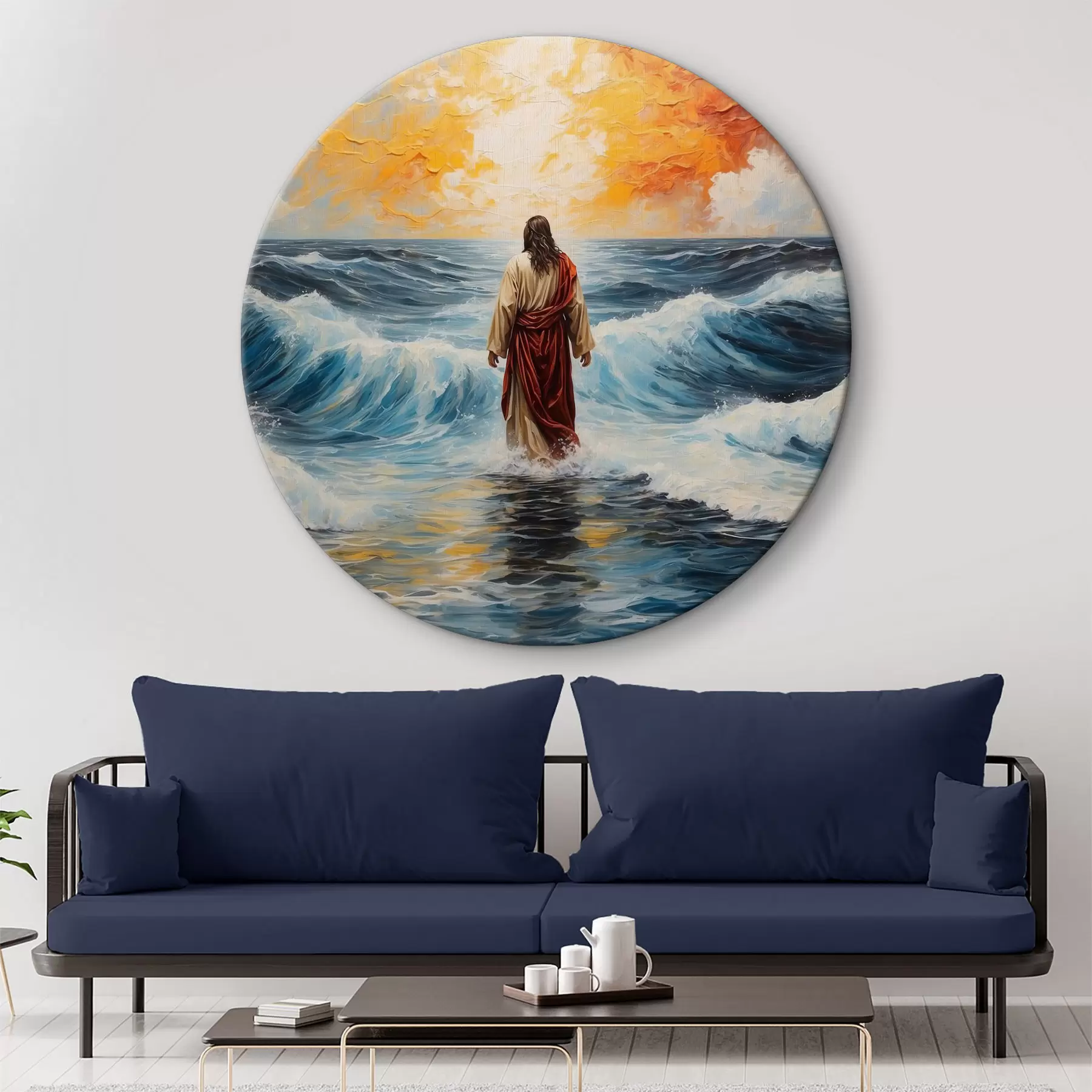  Schilderijen Jezus Christus loopt over de woeste zee r38613