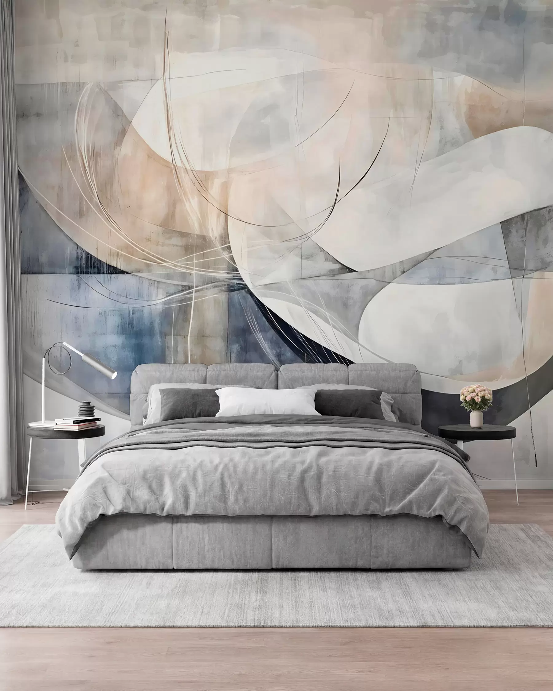 Fotobehang Brede penseelstreken in blauw w08461