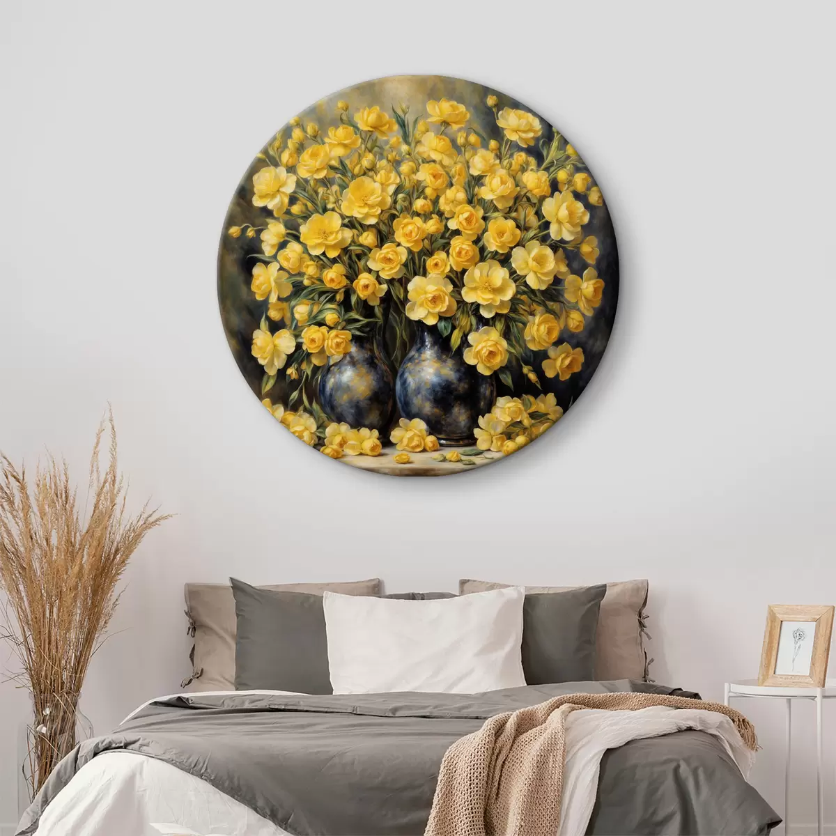 Ronde schilderijen Geel boeket in de stijl van Auguste Renoir r37441