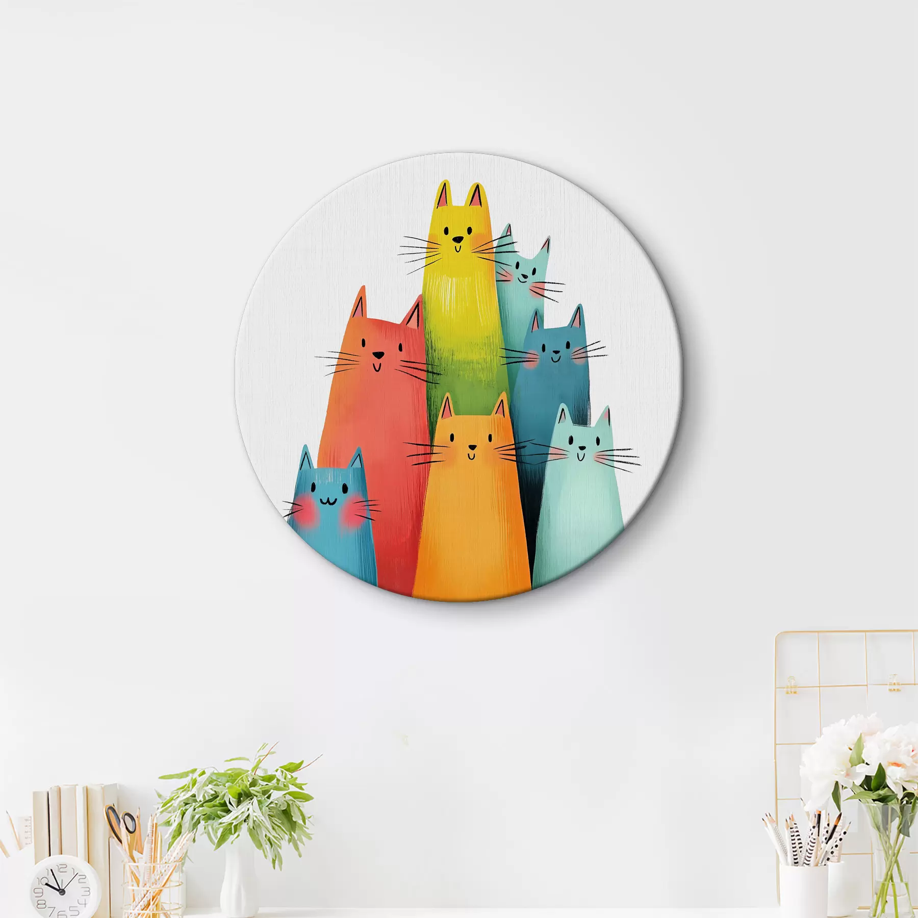  Schilderijen Abstracte veelkleurige katten r40041