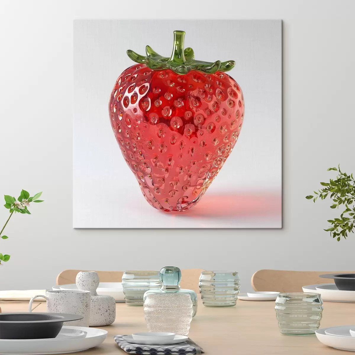  Schilderijen Fruit, aardbeien op een lichte achtergrond s42077