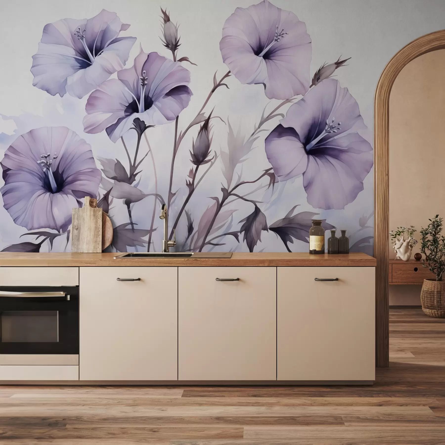 Fotobehang Petunia bloemen imitatie aquarel w02466