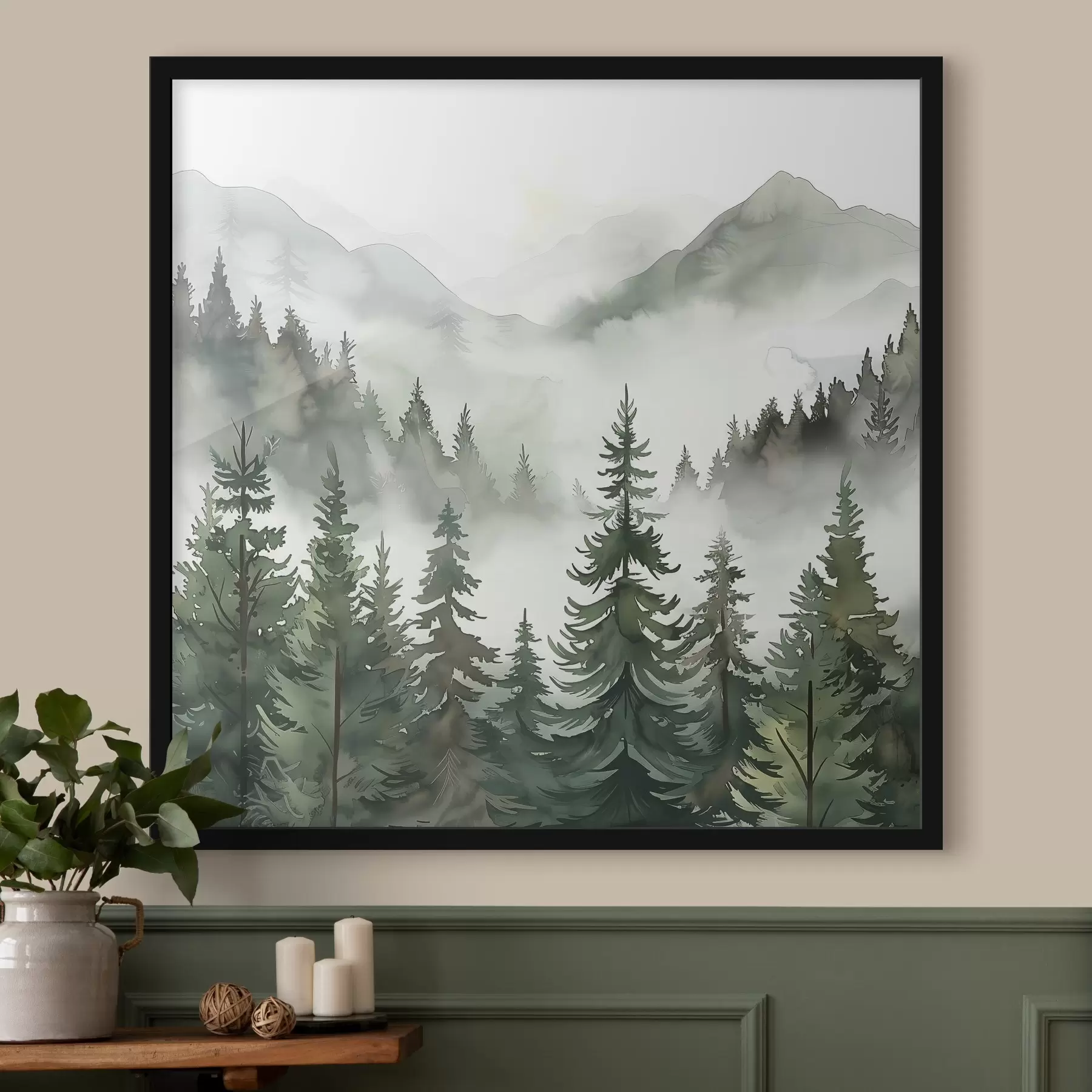  Schilderijen Landschap van bomen en bergen f38139