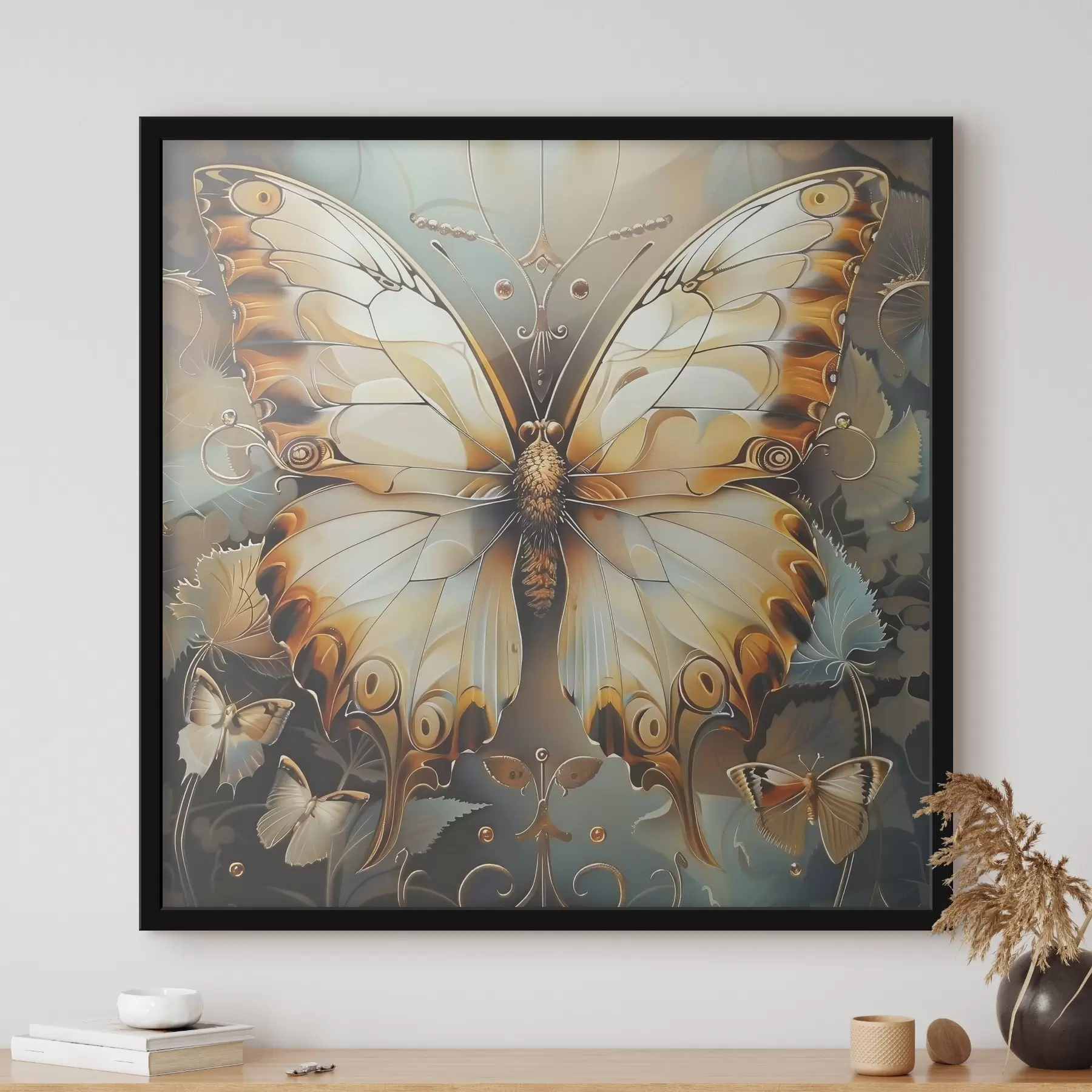 Fotobehang Elegante vlinder tussen delicate flora f38149