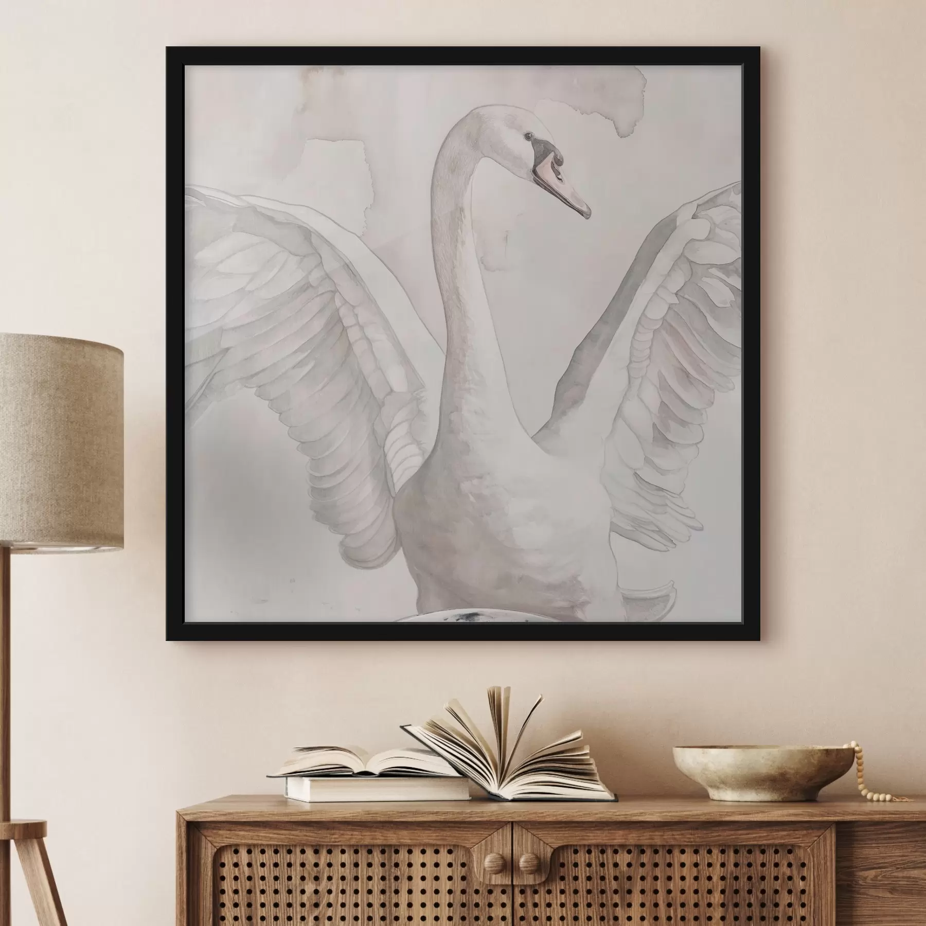 Fotobehang Tekening van een zwaan f38290