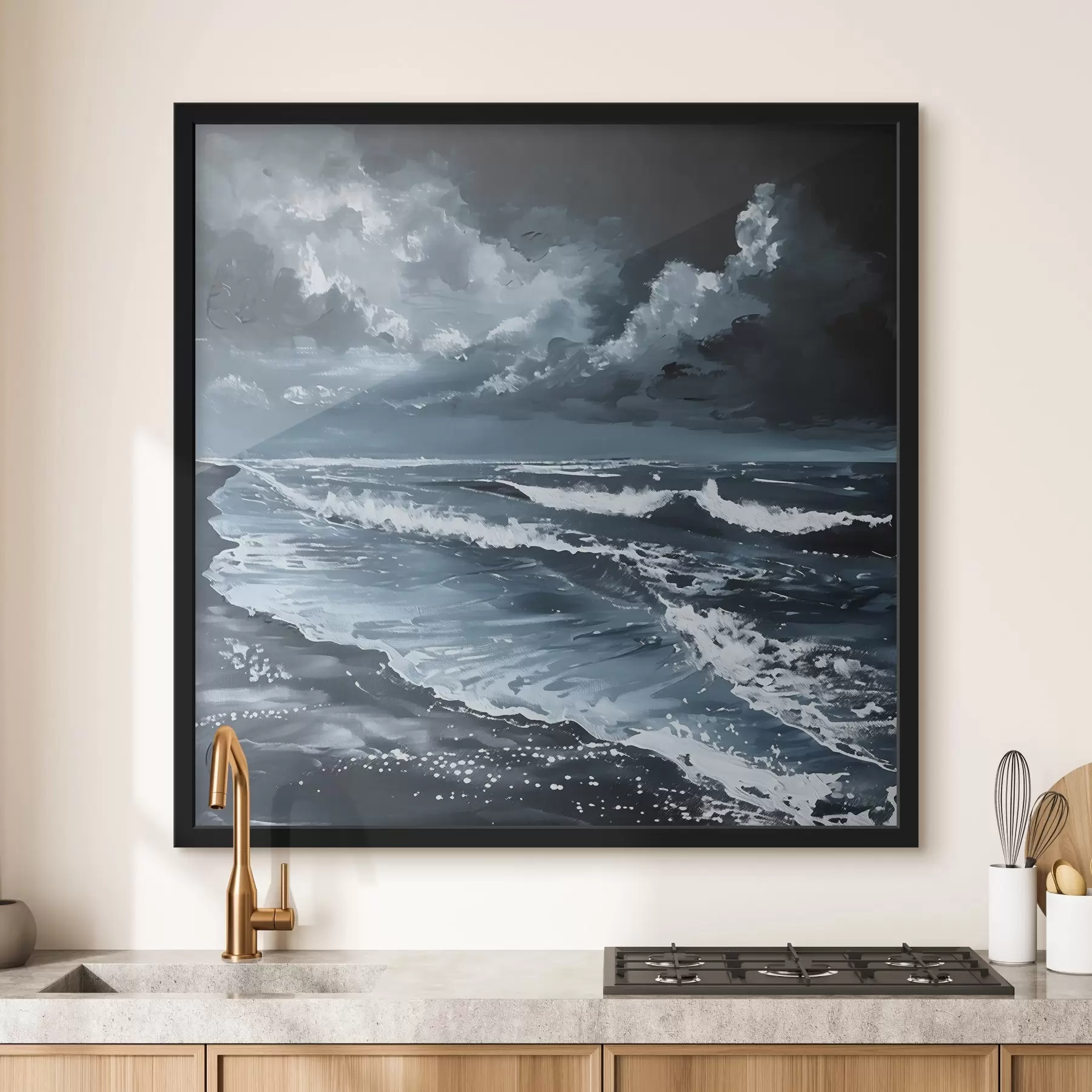 Fotobehang Beeld met golven op het strand f38322