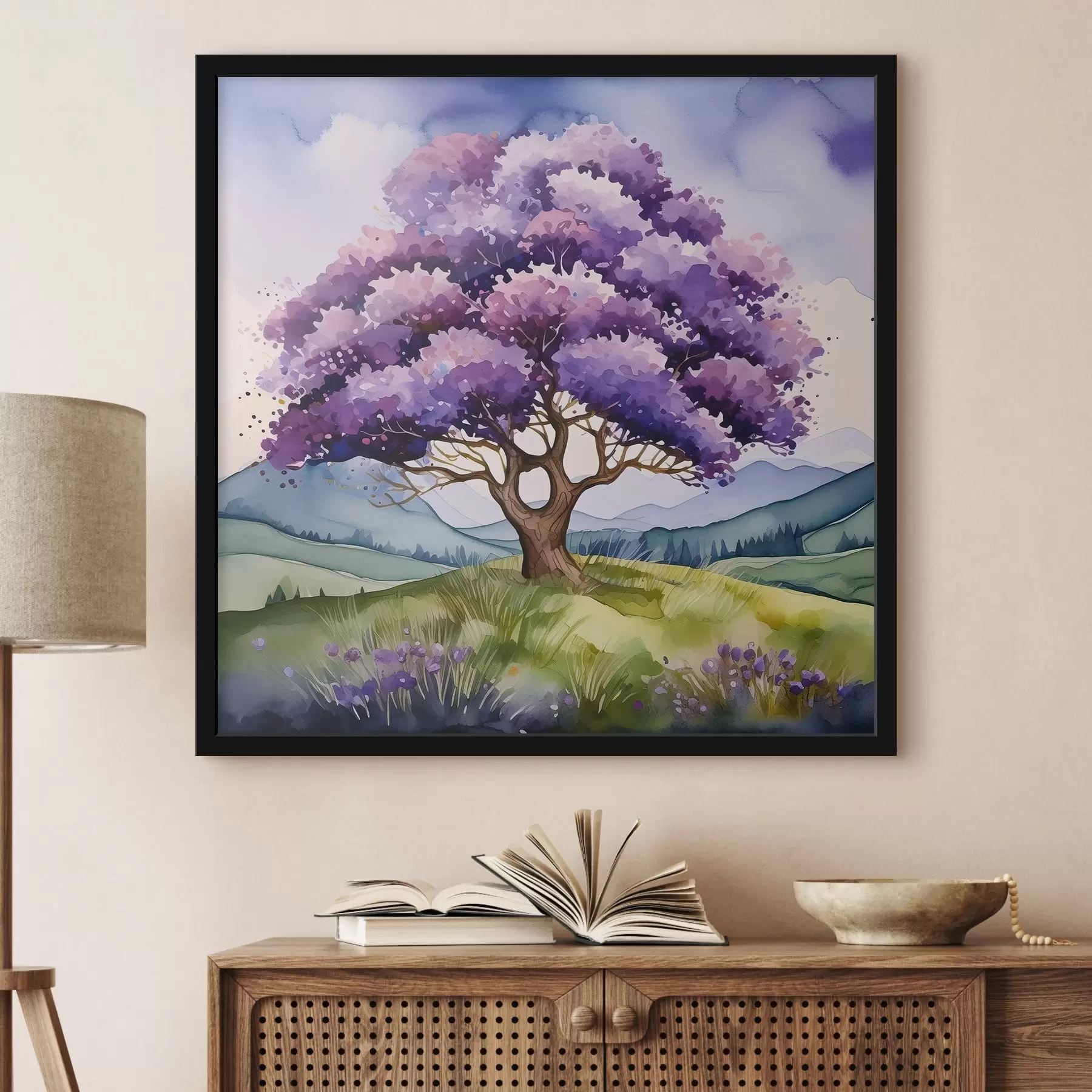 Fotobehang Levendige boom in een sereen landschap f39055