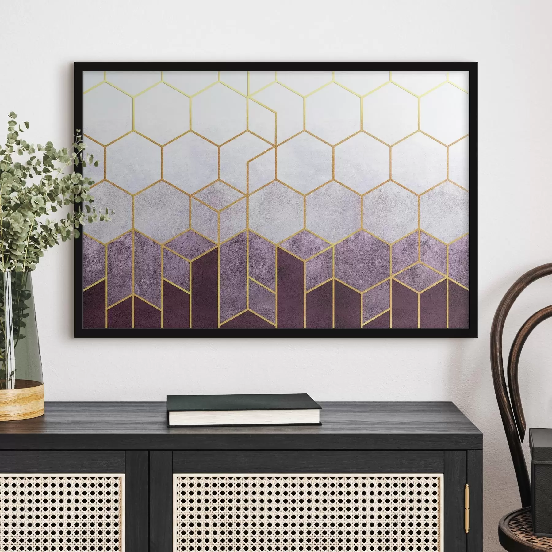 Fotobehang Elegante structuurmuur met zeshoekig patroon f36601v1