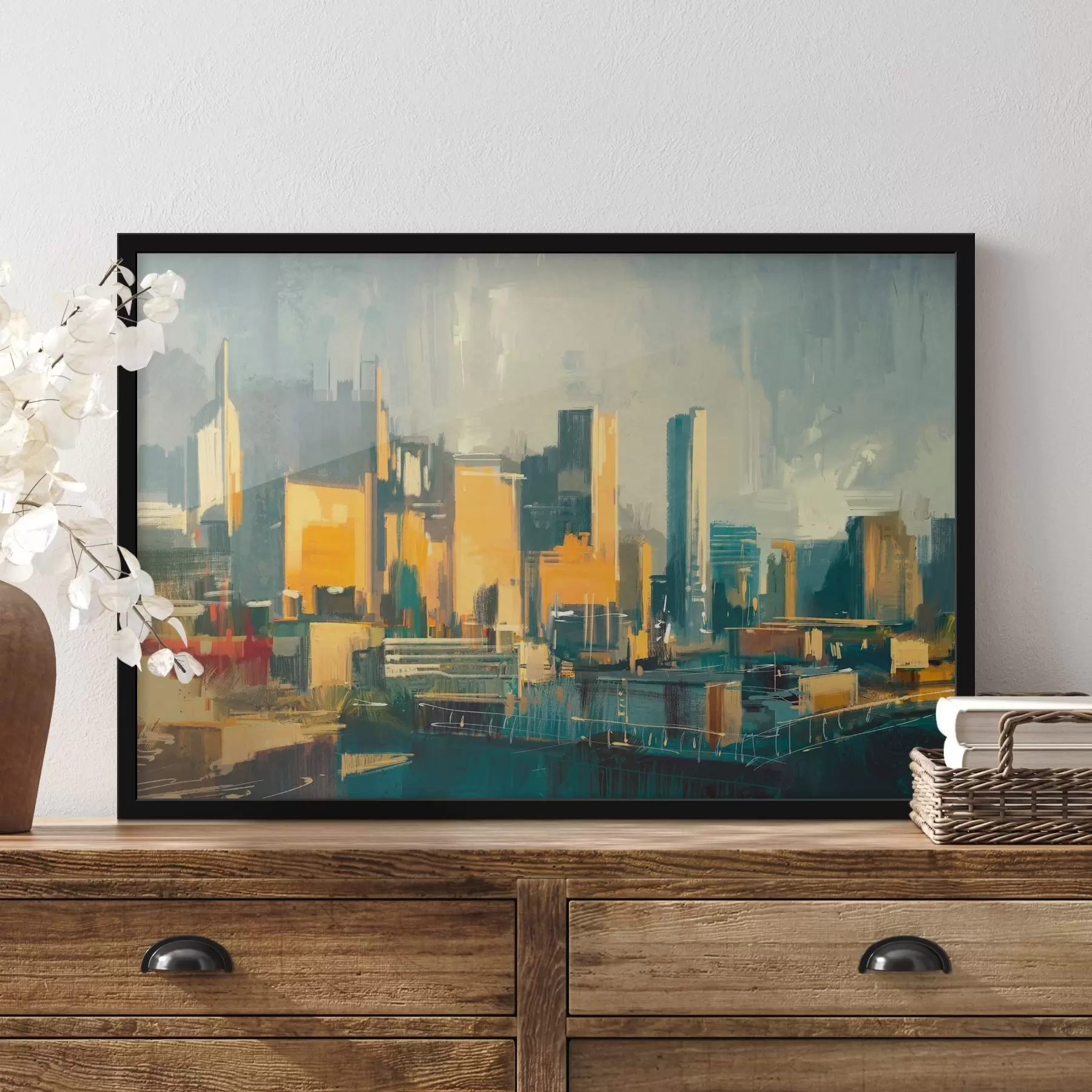 Fotobehang Panorama van de stad met hoge gebouwen f37102